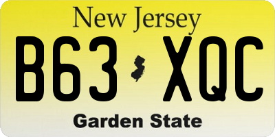 NJ license plate B63XQC