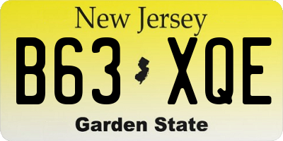 NJ license plate B63XQE