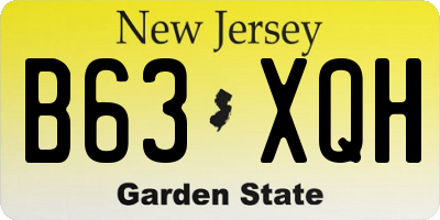 NJ license plate B63XQH