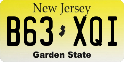 NJ license plate B63XQI