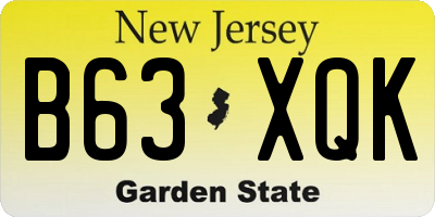 NJ license plate B63XQK