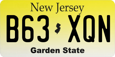 NJ license plate B63XQN