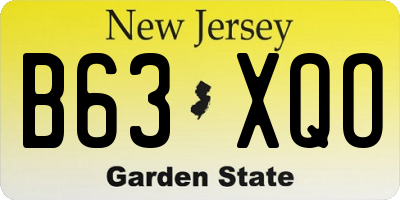 NJ license plate B63XQO