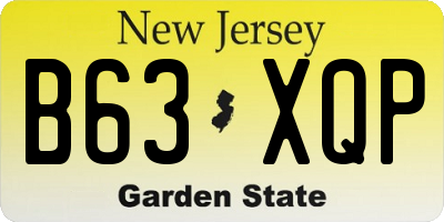 NJ license plate B63XQP