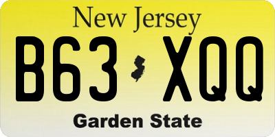 NJ license plate B63XQQ