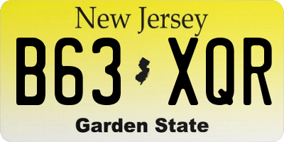 NJ license plate B63XQR