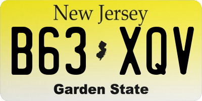 NJ license plate B63XQV