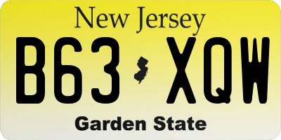 NJ license plate B63XQW