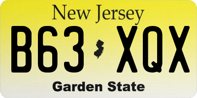 NJ license plate B63XQX