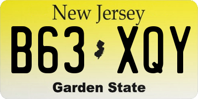 NJ license plate B63XQY