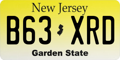 NJ license plate B63XRD