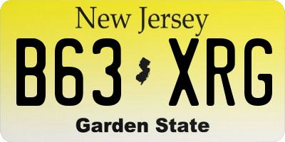 NJ license plate B63XRG