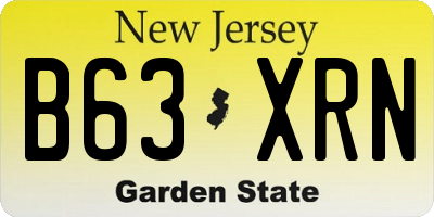 NJ license plate B63XRN