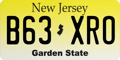 NJ license plate B63XRO