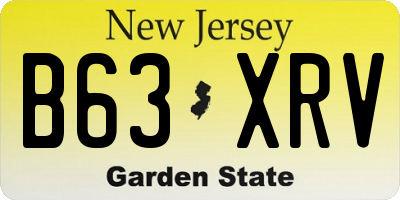 NJ license plate B63XRV
