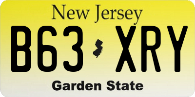 NJ license plate B63XRY