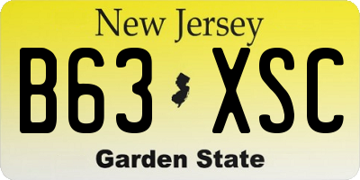 NJ license plate B63XSC