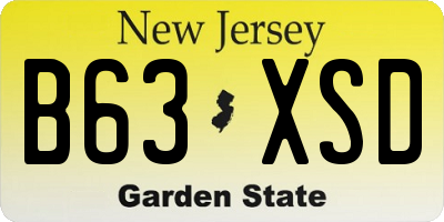 NJ license plate B63XSD