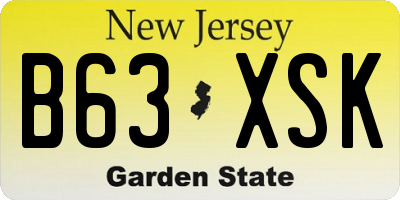 NJ license plate B63XSK