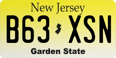 NJ license plate B63XSN