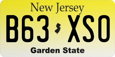 NJ license plate B63XSO