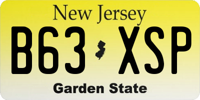 NJ license plate B63XSP