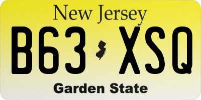 NJ license plate B63XSQ