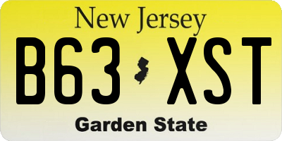 NJ license plate B63XST
