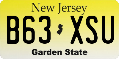 NJ license plate B63XSU