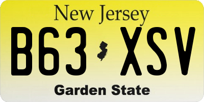 NJ license plate B63XSV