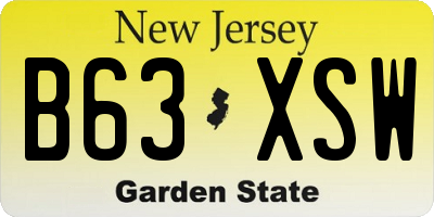 NJ license plate B63XSW