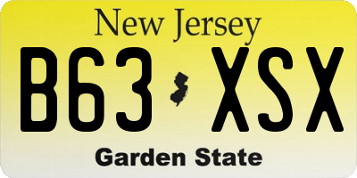 NJ license plate B63XSX