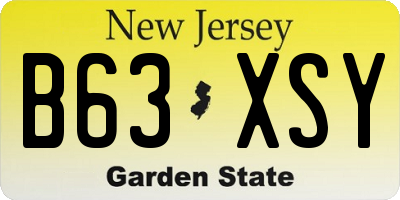 NJ license plate B63XSY