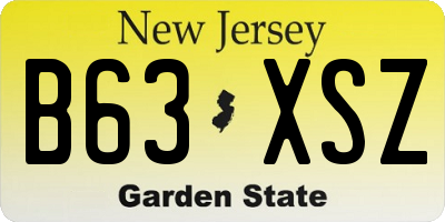 NJ license plate B63XSZ