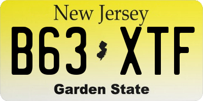 NJ license plate B63XTF
