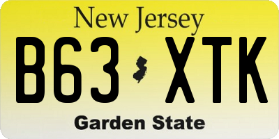 NJ license plate B63XTK