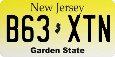 NJ license plate B63XTN