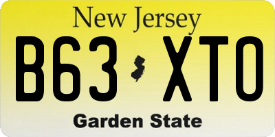 NJ license plate B63XTO