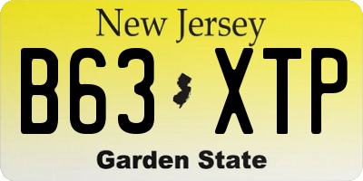 NJ license plate B63XTP