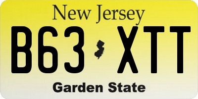 NJ license plate B63XTT