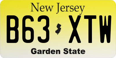 NJ license plate B63XTW
