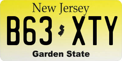 NJ license plate B63XTY