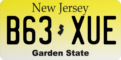 NJ license plate B63XUE