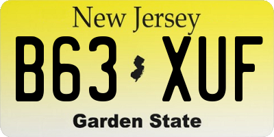 NJ license plate B63XUF