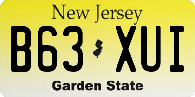 NJ license plate B63XUI