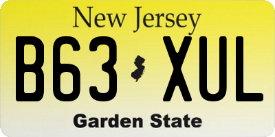 NJ license plate B63XUL