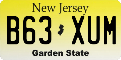 NJ license plate B63XUM