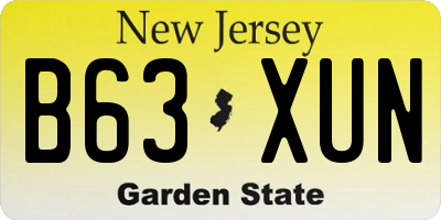 NJ license plate B63XUN