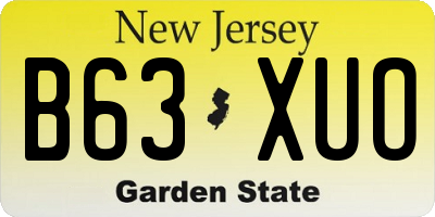 NJ license plate B63XUO