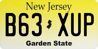 NJ license plate B63XUP